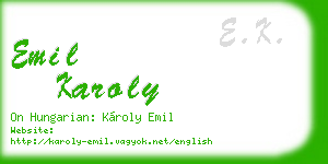 emil karoly business card