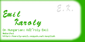 emil karoly business card